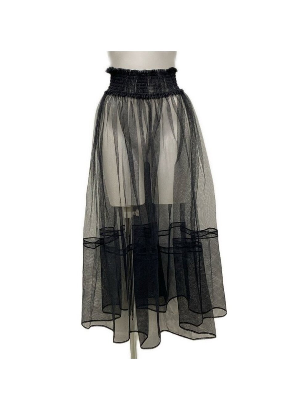 Dior Long Skirt I Black Mesh Tulle 40
